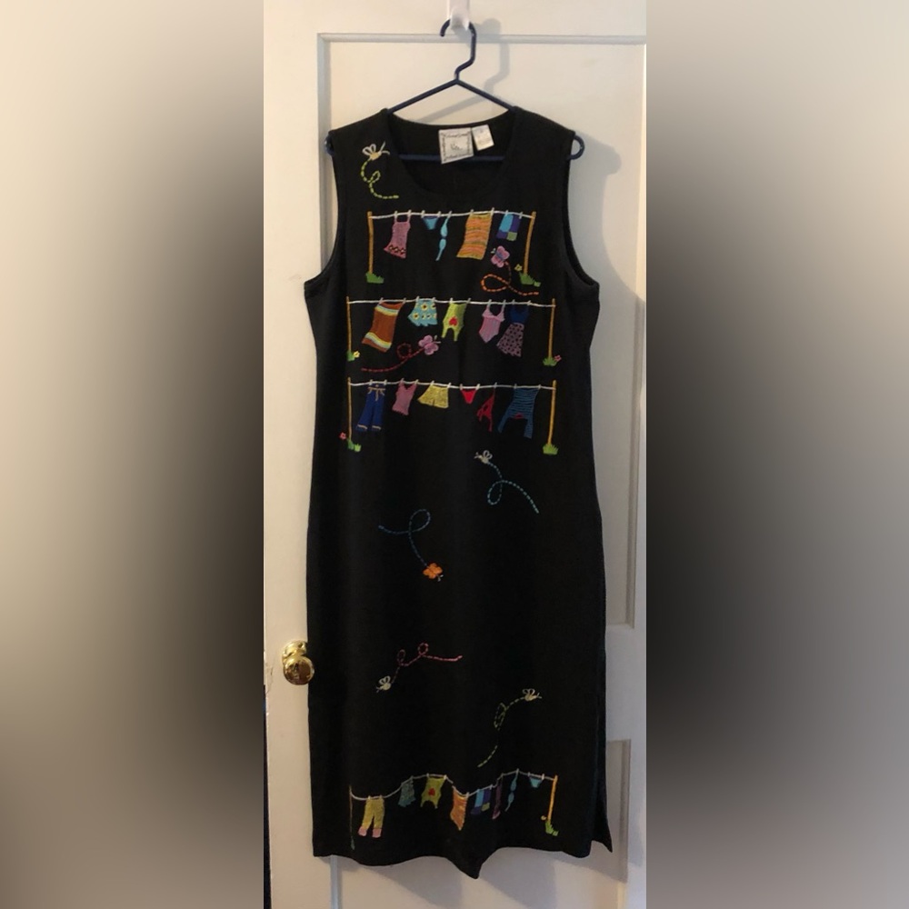 New vintage Michael Simon embroidered maxi dress (Size XL)